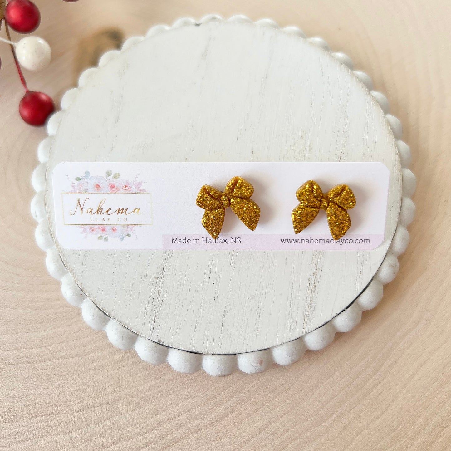 Glitter Bow Studs