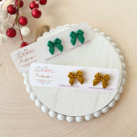 Glitter Bow Studs
