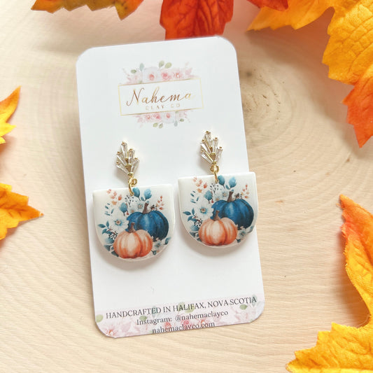 Blue Pumpkin Floral Dangle